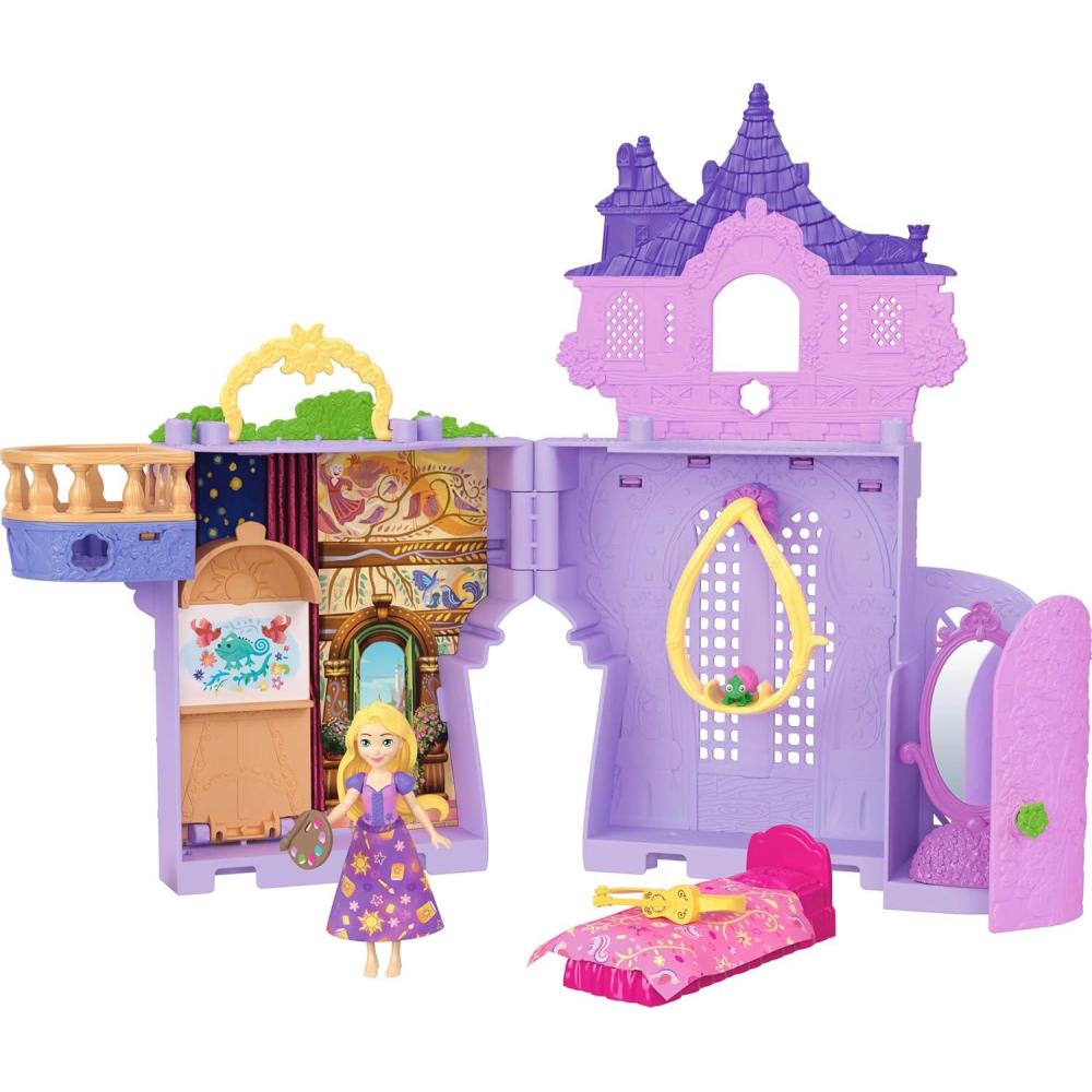 imageMattel Disney Princess Toys Storytime Stackers Belles Castle Stackable Doll House with Small Doll ampamp 9 Pieces Inspired by The Disney MovieRapunzel