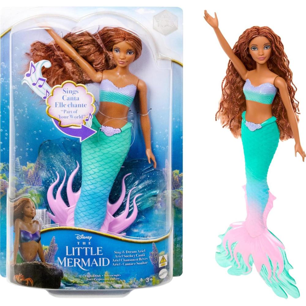 imageMattel Disney The Little Mermaid Sing ampamp Dream Ariel Fashion Doll with Signature Tail Toys Inspired by the Movie