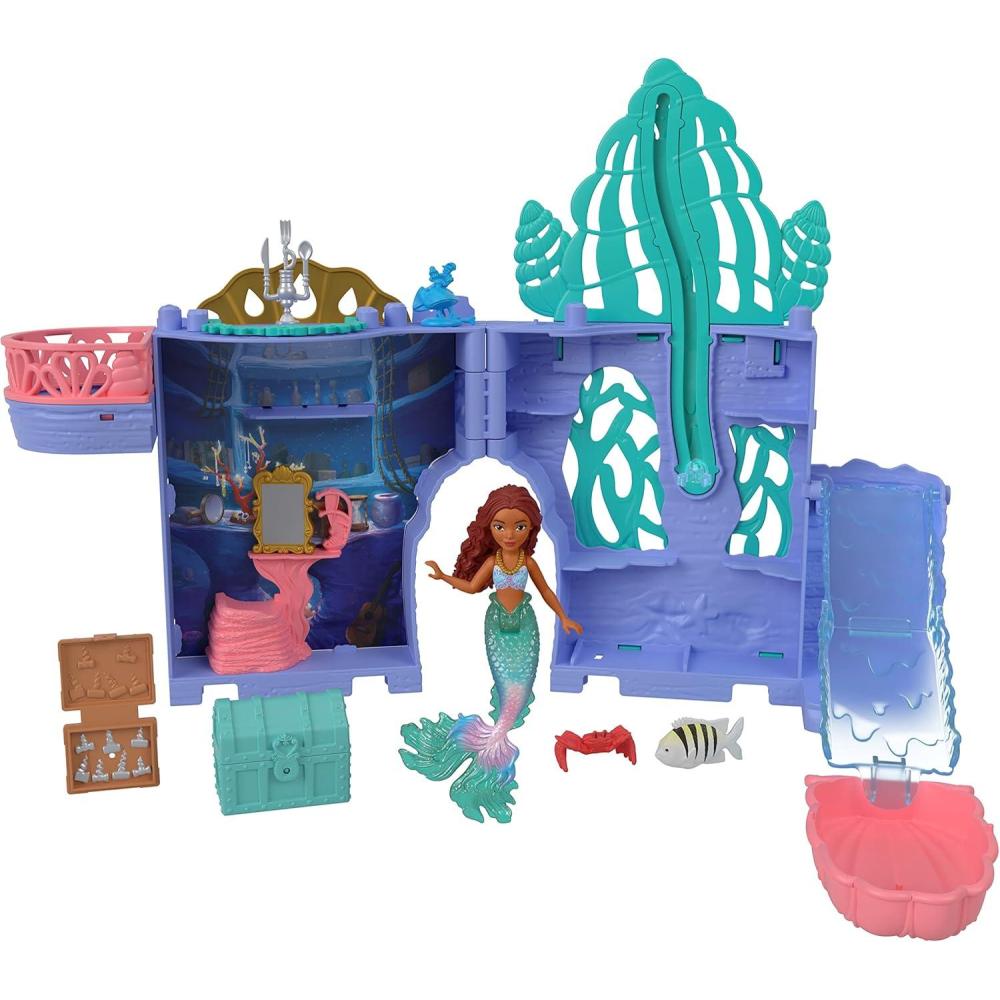 imageMattel Disney The Little Mermaid Storytime Stackers Playset Ariels Grotto Stackable Doll House with Small Doll ampamp 10 Accessories