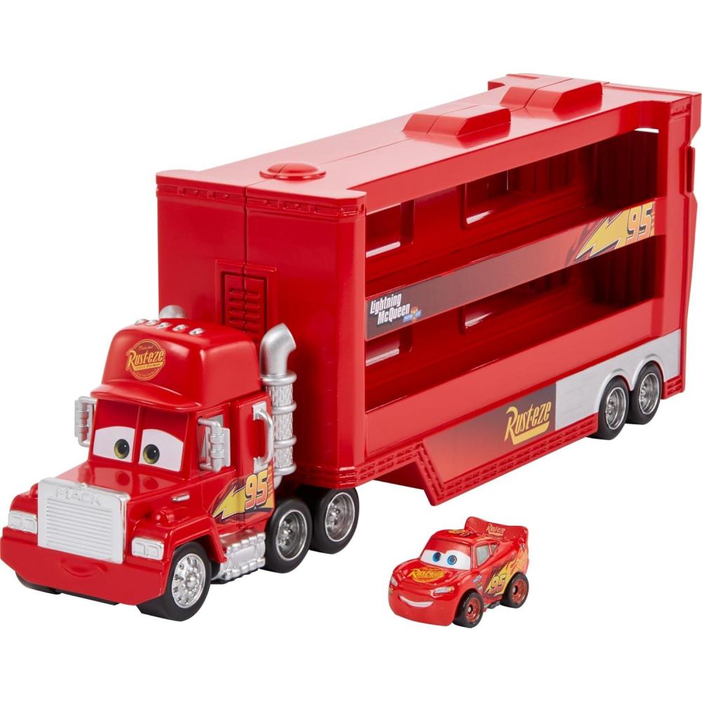 imageMattel Disney and Pixar Cars Mack Hauler 13inch Toy Transporter Truck with Ramp ampamp Carry Storage for 12 Vehicles Gift for Kids Ages 4 Years Old ampamp UpMiniCars Hauler