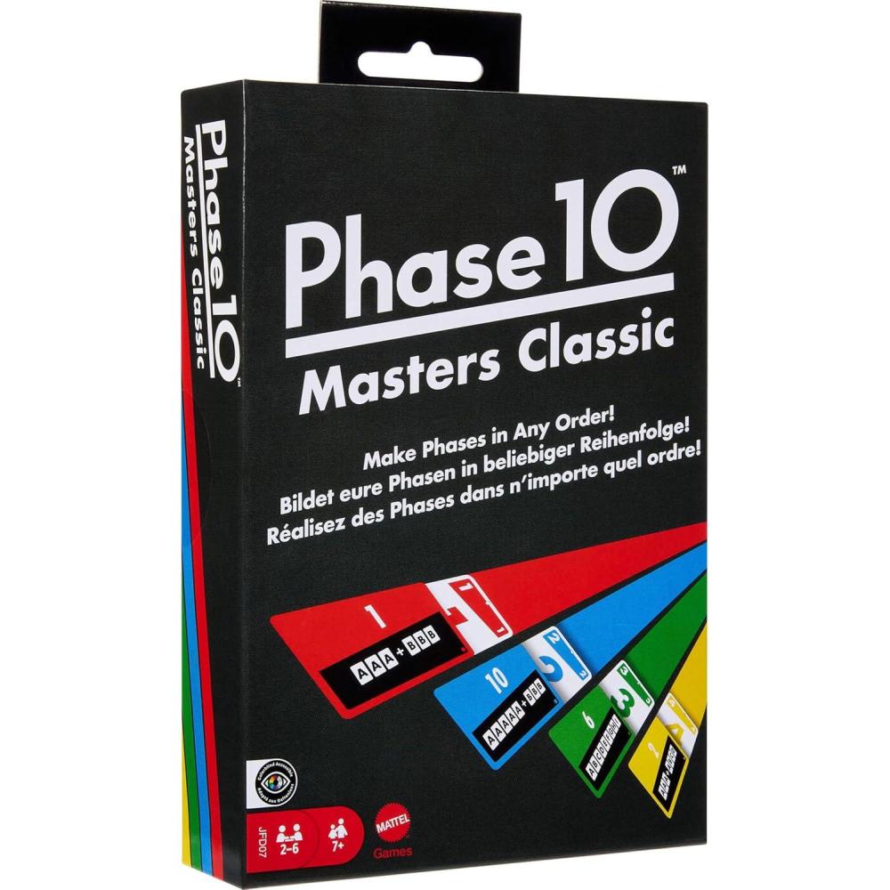 imageMattel Games Phase 10 Card Game with Color Blind Accessible Deck in Storage ampamp Travel Tin for Kids Adults ampamp Families Amazon ExclusivePhase 10 Masters