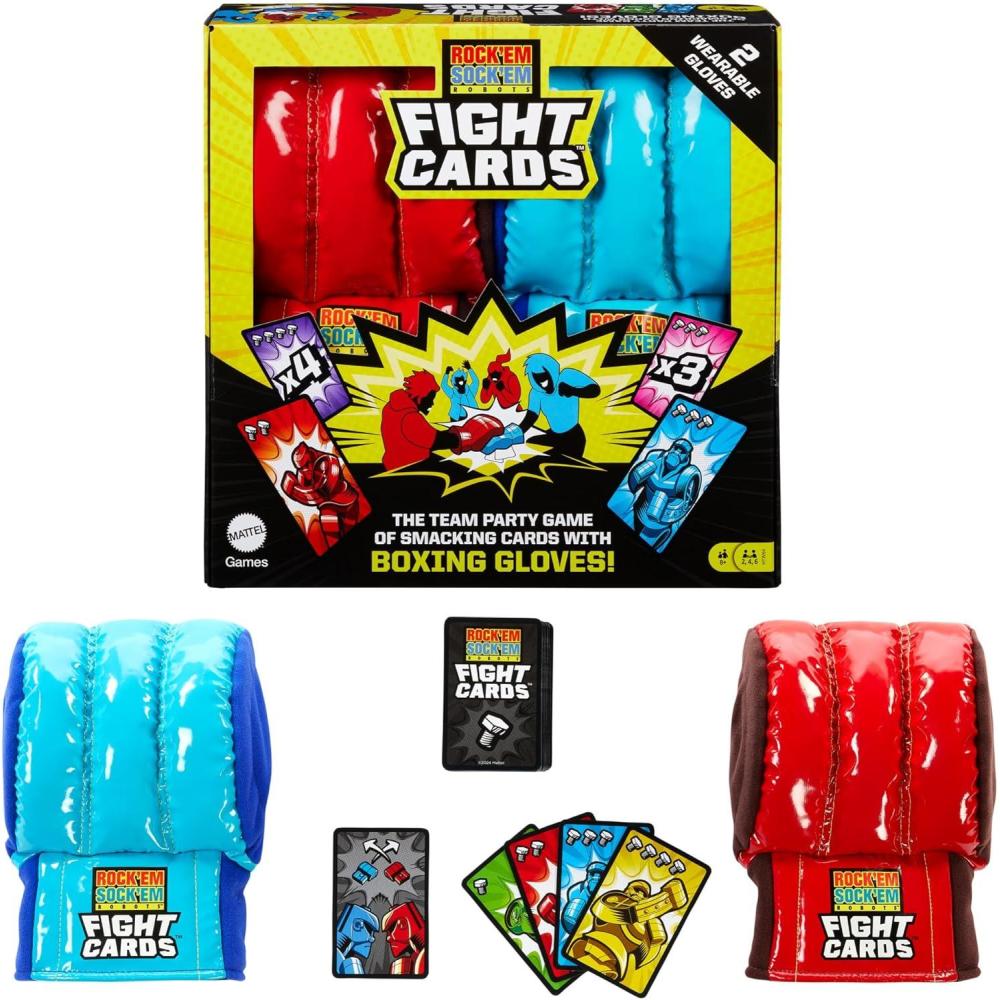 imageMattel Games Rock Em Sock Em Robots Kids Game Red Rocker vs Blue Bomber Knock His Block OffCard Game