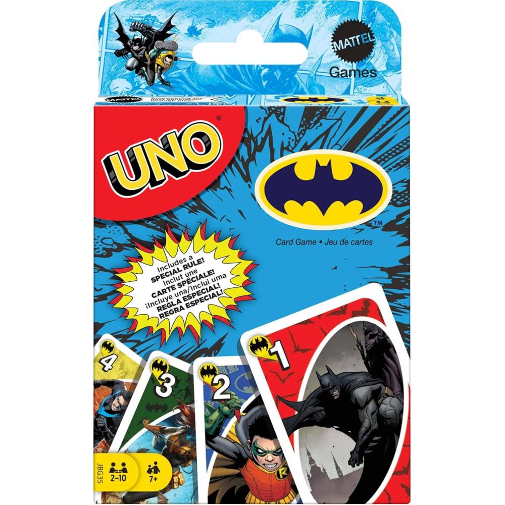 imageMattel Games UNO Card Game Gifts for Kids and Family Night Themed to Minecraft Video Game Travel Games Storage Tin Box Amazon ExclusiveUNO Batman