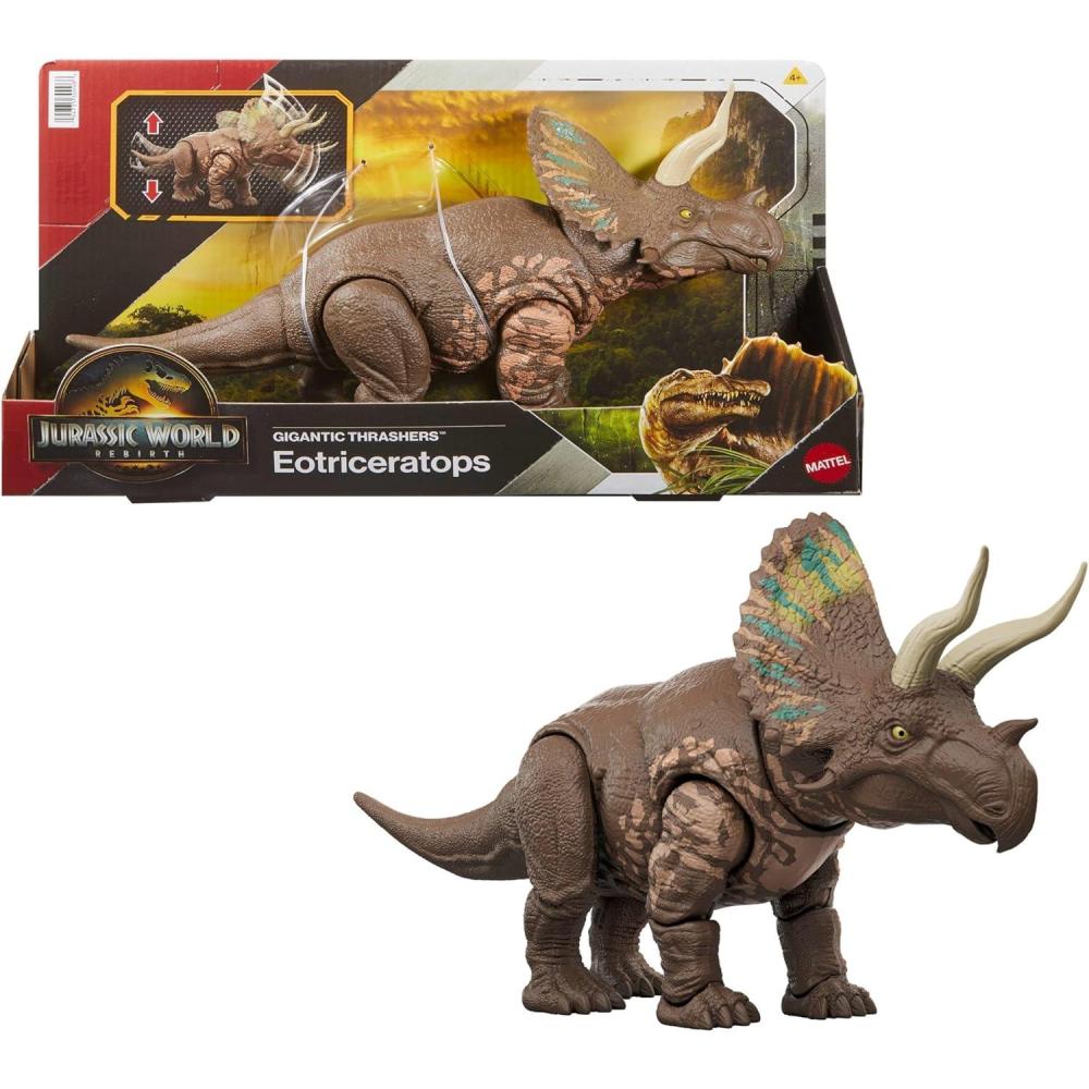 imageMattel Jurassic World Chaos Theory Gigantic Trackers Suchomimus Dinosaur Action Figure Large Species Toy with Thrash Attack ampamp Chomp Digital PlayEotriceratops