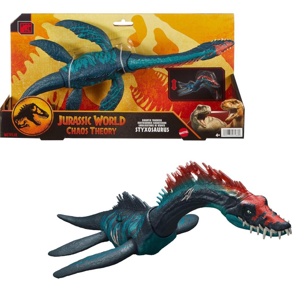 imageMattel Jurassic World Chaos Theory Gigantic Trackers Suchomimus Dinosaur Action Figure Large Species Toy with Thrash Attack ampamp Chomp Digital PlayStyxosaurus