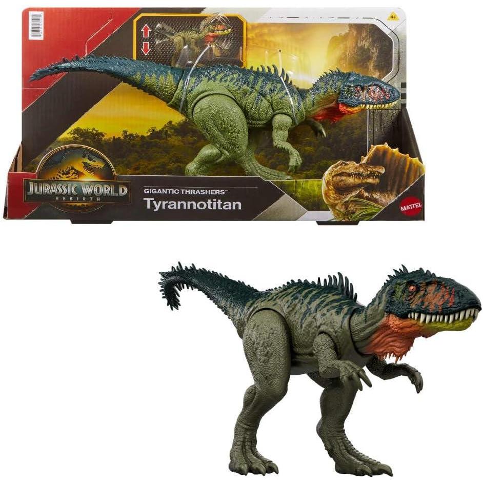 imageMattel Jurassic World Chaos Theory Gigantic Trackers Suchomimus Dinosaur Action Figure Large Species Toy with Thrash Attack ampamp Chomp Digital PlayTyrannotitan