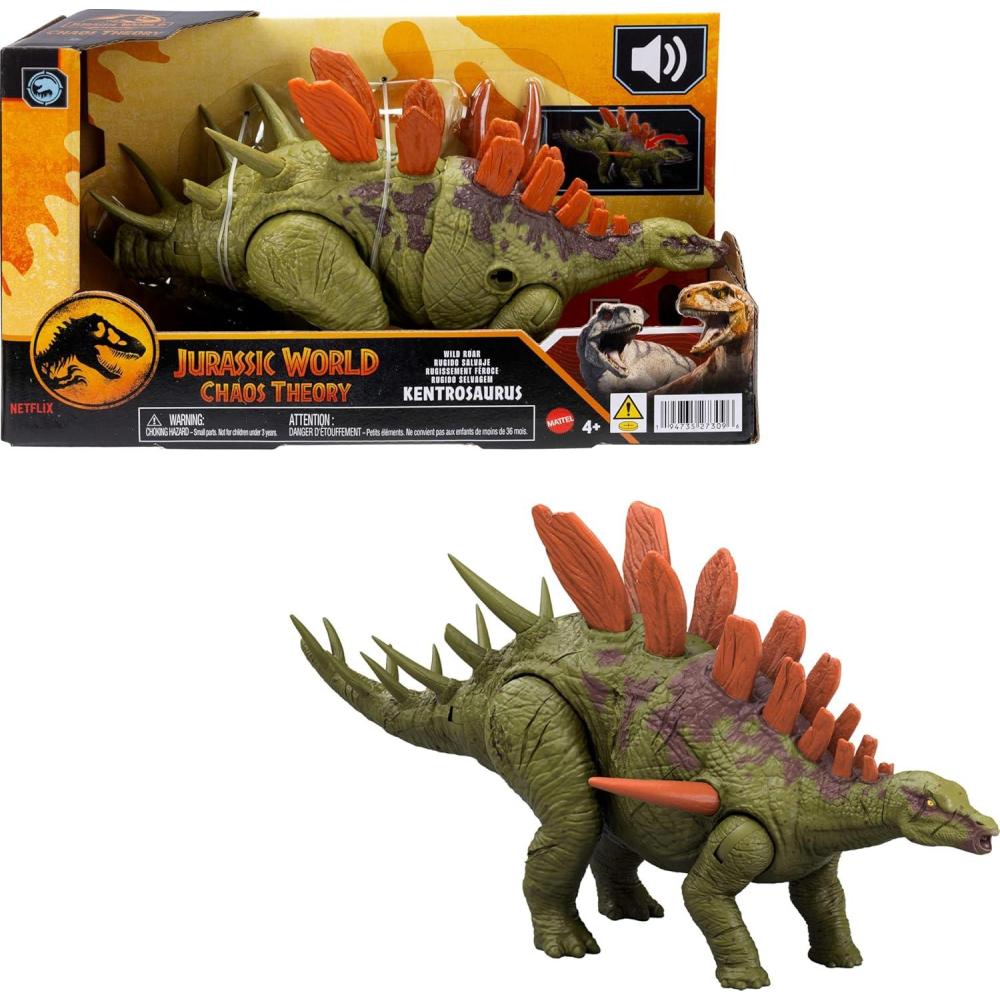 imageMattel Jurassic World Dinosaur Toys with Roar Sound ampamp Attack Action Wild Roar Posable Figure Physical ampamp Connected Digital PlayKentrosaurus