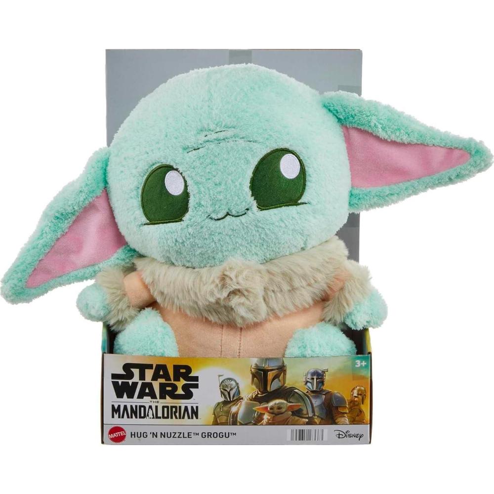 imageMattel Star Wars Hug n Nuzzle Grogu Plush Figure with Sound 10inch Soft Collectible Toy Press Hand to Activate