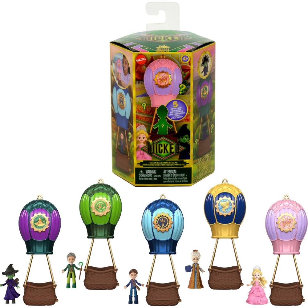 imageMattel Universal Pictures Wicked Ozian Balloons Reveal Toy Set with Surprise Small Doll Hot Air Balloon ampamp Accessory Styles May Vary