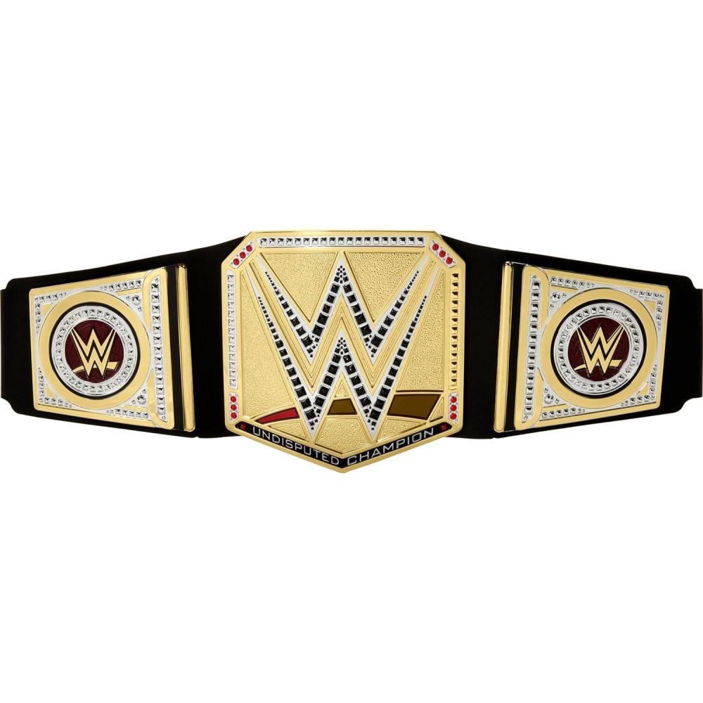 imageMattel WWE Championship Title World Heavyweight Championship RolePlay ampamp Costume Piece LeatherLike Belt 3 Feet with OneTime AdjustmentUndisputed Universal