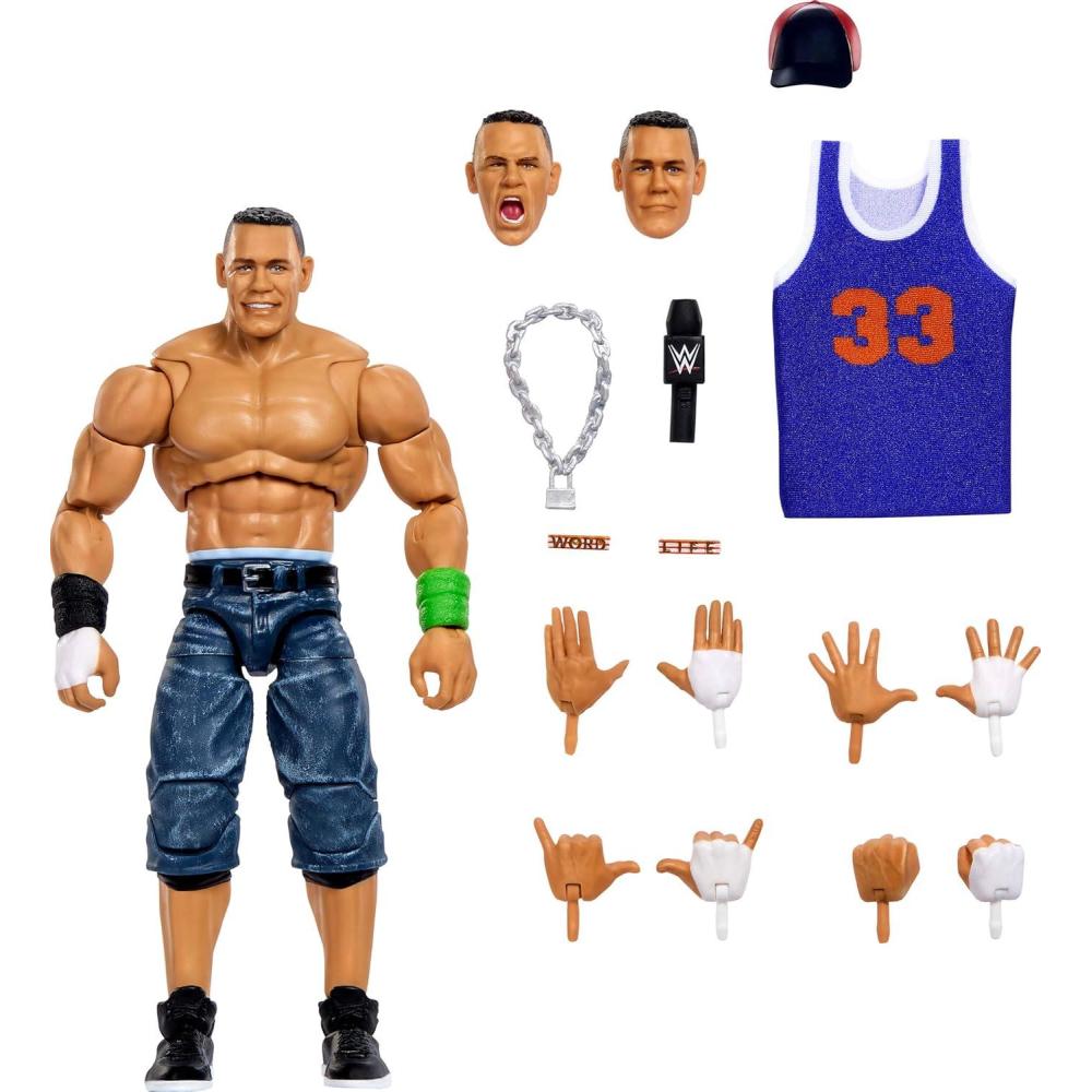 imageMattel WWE Ultimate Edition John Cena 6inch Action Figure ampamp Accessories Set 10 Pieces Include Swappable Heads ampamp Hands Amazon ExclusiveJohn Cena