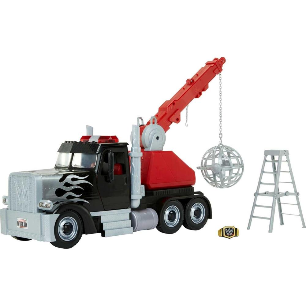 imageMattel WWE Vehicle Playset Wrekkin Rampage Rig Truck with Breakaway Wrekkin Ball WWE Championship ampamp Accessories for 6inch Action Figures