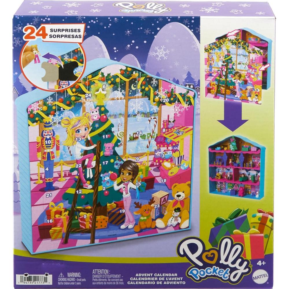 imagePolly Pocket Dolls Advent Calendar Gingerbread House Playset with 24 Surprises Dollhouse Furniture Toy Car ampamp Holiday Accessories
