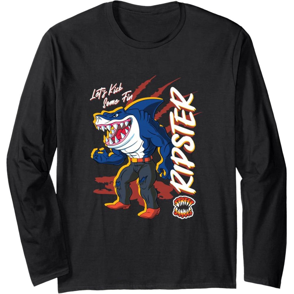 imageStreet Sharks  Ripster Lets Kick Some Fin Long Sleeve TShirtBlack