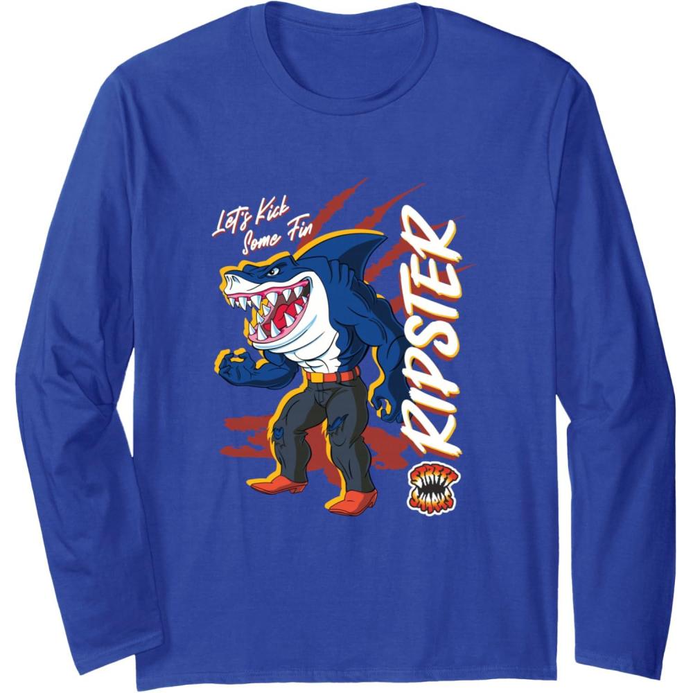 imageStreet Sharks  Ripster Lets Kick Some Fin Long Sleeve TShirtRoyal Blue