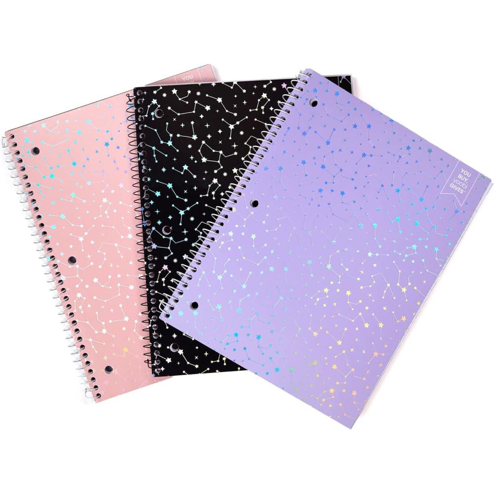 imageYoobi Barbie X College Ruled Composition Notebook Set  3Pack of Kids 1 Subject Notebooks Allover Print Designs  100 Sheets Each For School Office ampamp Home  975 x 75Holographic Constellation