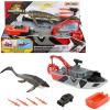 imageMattel Matchbox Toy Car Playset Jurassic World 125 Dino Boat with 13 Mosasaurus Dinosaur 164 DieCast Jeep Harpoon Missiles ampamp Detachable Rescue Boat