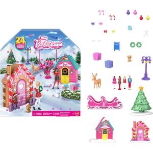 Barbie Advent Calendar with Doll & 24 Surprise Toy Accessories Including Unicorn & Pets, Transform Fashion Doll into Mermaid, Fairy & More(Mini Barbieland)