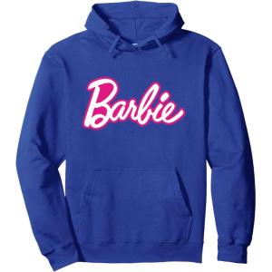 Barbie Current Pink and White Script Logo Pullover Hoodie(Royal Blue)