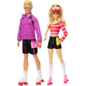 Barbie Fashionistas Set with 2 Fashion Dolls & 6 Accessories, Ken Roller-Skating Fashion Dolls, 65th Anniversary Collectible