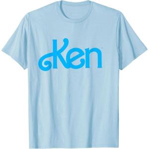 Barbie Ken 1980’s Logo T-Shirt, Men’s Classic Fit Black Small(Baby Blue)