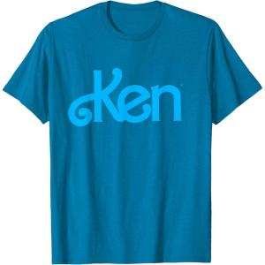 Barbie Ken 1980’s Logo T-Shirt, Men’s Classic Fit Black Small(Sapphire Blue)