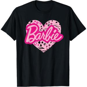 Barbie Patterned Heart Logo T-Shirt(Black)