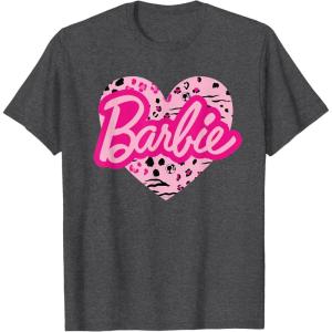 Barbie Patterned Heart Logo T-Shirt(Dark Heather Grey)