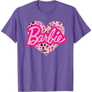 Barbie Patterned Heart Logo T-Shirt(Purple Heather)