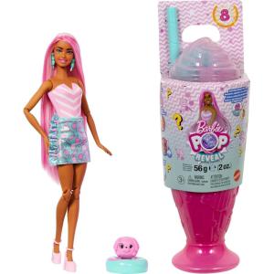 Barbie Pop Reveal Series Fashion Doll & Accessories Set, Treat Series, Sweet Swirl Theme with Pet, 8 Surprises Include Color Change