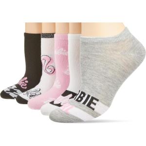 Barbie Women’s Classic 5 Pack No Show Ankle Socks(Black Assorted)