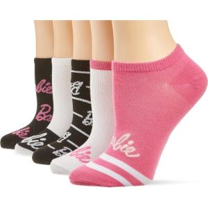 Barbie Women’s Classic 5 Pack No Show Ankle Socks(White Assorted)