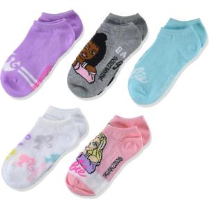 Barbie girls 5 Pack No Show Socks(Grey Assorted)