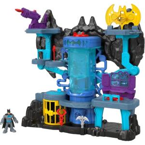 Fisher-Price Imaginext DC Super Friends Batman Figure and Bat-Tech Batcave Playset with Lights & Sounds for Preschool Pretend Play, 6 Play Pieces(Batman Toy)