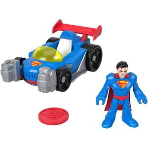 Fisher-Price Imaginext DC Super Friends Metal Force Supermobile Toy Car, 3-inch Superman Action Figure & Accessories Set, Includes Launcher & 2 Discs