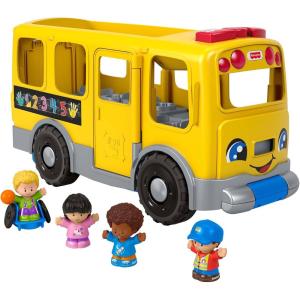Fisher-Price Little People Toddler Learning Toy, Big Yellow Bus Musical Pull-Along Vehicle for Pretend Play Kids Ages 1+ Years(Multilanguage)