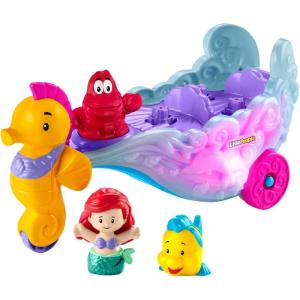 Fisher-Price Little People Toddler Toy Disney Princess Ariel’s Light-Up Sea Carriage Musical Vehicle for Pretend Play Ages 18+ Months(Ariel’s Sea Carriage)