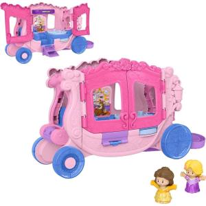 Fisher-Price Little People Toddler Toy Disney Princess Pull-Along Musical Carriage Playset with Figures for Pretend Play Kids Ages 18+ Months(Musical Carriage)