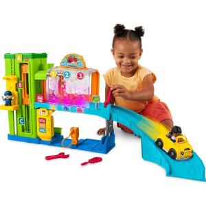 Fisher-Price Little People Toddler Toy Light-Up Learning Garage Playset with Smart Stages, Car & Ramp for Pretend Play Kids Ages 1+ Years(Simplified Packaging)