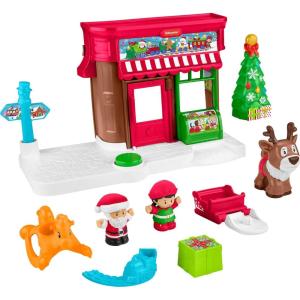 Fisher-Price Little People Toddler Toys Christmas Wonderland Toy Set with Santa Elf & Reindeer Figures for Ages 1+ Years