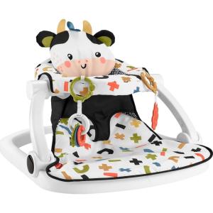 Fisher-Price Portable Baby Chair, Cute Cow Sit-Me-Up Floor Seat with BPA-Free Teether & Clacker Newborn Developmental Toys (Amazon Exclusive)(Cow)