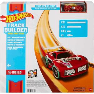 Hot Wheels Toy Car Straight Track Set with 37 Component Building Parts & 1:64 Scale Vehicle(MEGA Track Pack)