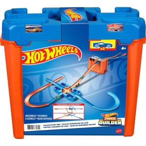 Hot Wheels Toy Car Track Builder Playset, Deluxe Stunt Box with 25 Component Parts & 1:64 Scale Vehicle (Amazon Exclusive)(Playset)