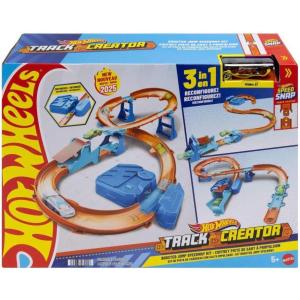 Hot Wheels Toy Car Track Set, Deluxe Building Box with Motorized Booster, 1:64 Scale Vehicle, Speed Snap Track, Boosted Jump Speedway