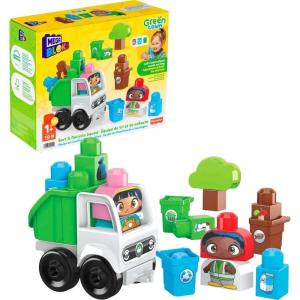 MEGA BLOKS Fisher-Price Toddler Blocks Toy Set, Green Town Build ‘n Learn Eco House with 88 Pieces, 4 Figures, Ages 1+ Years(Sort & Recycle Squad)