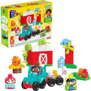 MEGA BLOKS Fisher-Price Toddler Building Blocks Toy Set, Green Town Grow & Protect Farm with 51 Pieces, 3 Figures, Ages 1+ Years