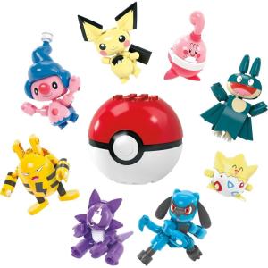 MEGA Pokemon Building Toys Set Trainer 8 Pack with 189 Pieces, 8 Articulated and Poseable Characters, 2 Inches Tall, for Kids