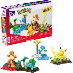 MEGA Pokémon Building Toys Set Kanto Region Team with 130 Pieces, 4 Poseable and Articulated Characters, 2 Inches Tall, for Kids