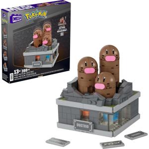 MEGA Pokémon Building Toys Set Mini Motion Dugtrio with 350 Pieces, Pop Up Motion, 5 Inches Tall, for Adult Collectors