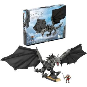 ​MEGA Skyrim Action Figures Building Toys, Alduin The World Eater with 619 Pieces, with 1 Dragonborn Figure, for Collectors